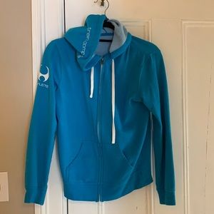Hylete blue zip-up hoodie.